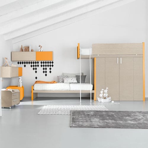 Colombini Casa Happy Bunk Beds With, Bunk Bed With Wardrobe And Desk