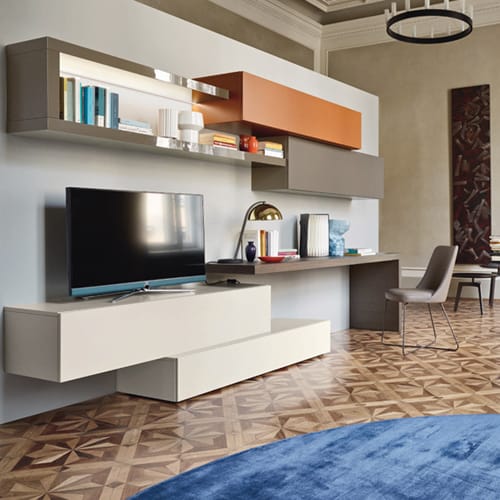 Modern TV Unit with Desk Belvisi Furniture